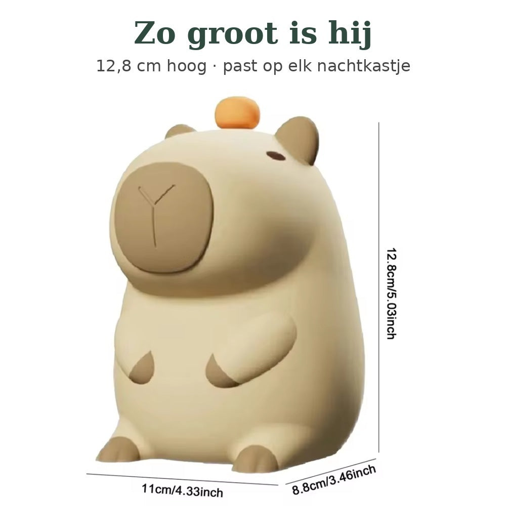 Capibara Nachtlampje – zacht siliconen, knijp en hij gaat aan