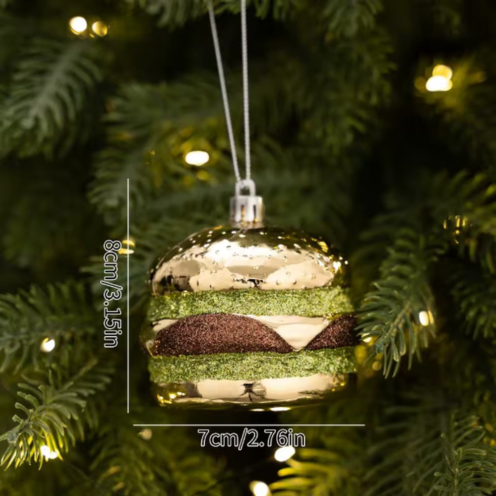 Glitter kersthanger hamburger