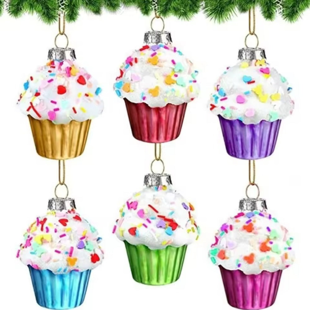 Glazen kersthanger cupcake (1 stuk)