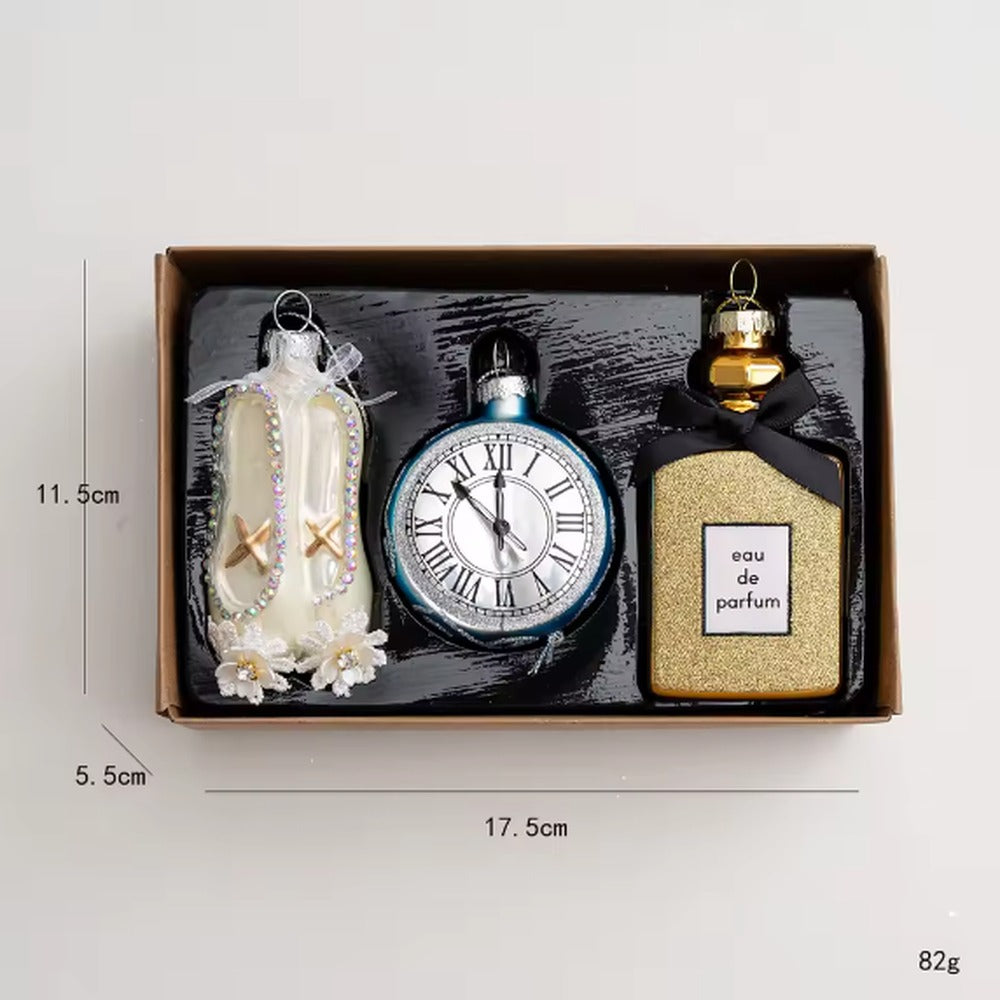 Glazen kersthangers cadeauset (3 stuks)