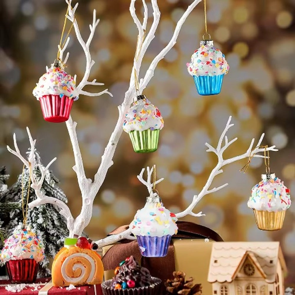 Glazen kersthanger cupcake (1 stuk)