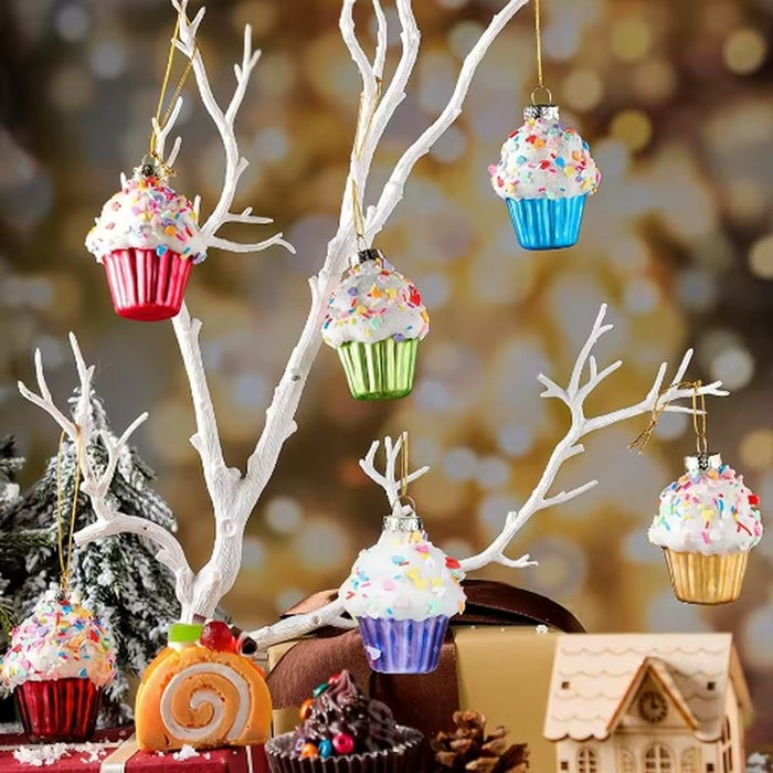 Glazen kersthanger cupcake (1 stuk)