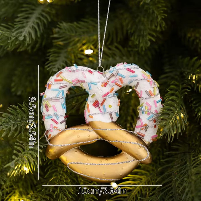 Glitter kersthanger pretzel
